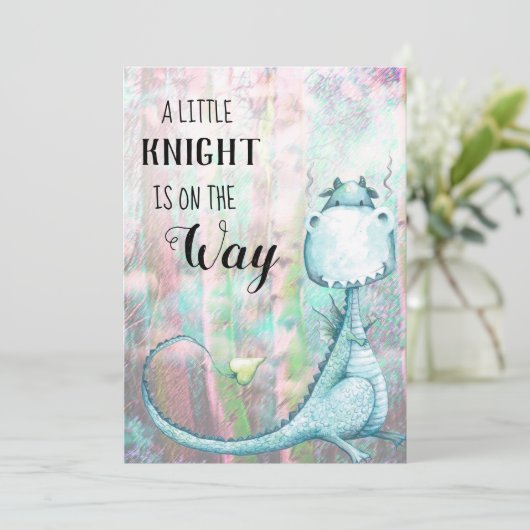 *~*ブルードラゴン男の赤ちゃんベビーシャワー招待状 招待状 (スタンド正面)