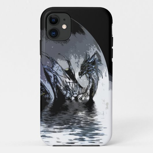 ブルードラゴン&ムーンイラストレーションiPhoneケース Case-Mate iPhoneケース (裏面)