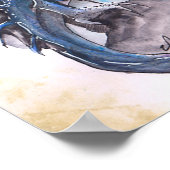 ブルードラゴン – 水彩画 ポスター (角)