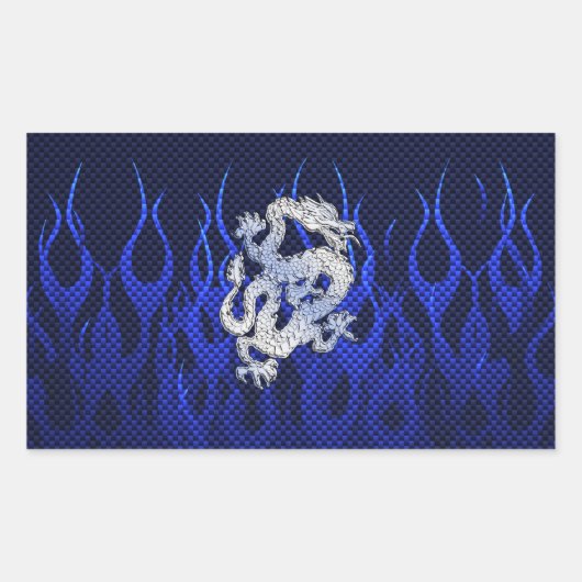 ブルードラゴンinクロムカーボンファイバースタイル 長方形シール (正面)