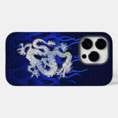ブルードラゴンinクロムカーボンファイバースタイル Case-Mate iPhoneケース (裏面 (横))