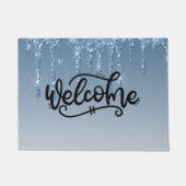 ブルードリッピンググリッターへようこそ ドアマット (正面)