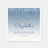 ブルードリッピンググリッターグラムバースデーパーティー スタンダードカクテルナプキン (正面)