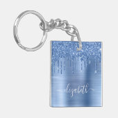 ブルードリッピンググリッター パーソナライズされた キーホルダー (正面左)