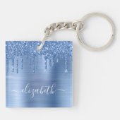 ブルードリッピンググリッター パーソナライズされた キーホルダー (裏面)
