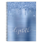 ブルードリッピンググリッター パーソナライズされた ノートブック (正面)