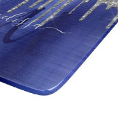 ブルードリップガーリーグリッターブラシ金属モノグラム カッティングボード (角)