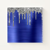 ブルードリップガーリーグリッターブラシ金属モノグラム ノートブック (裏面)