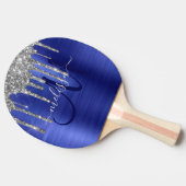 ブルードリップガーリーグリッターブラシ金属モノグラム 卓球ラケット (横)