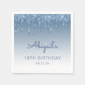 ブルードリップグリッターグラム18thバースデーパーティー スタンダードカクテルナプキン (正面)