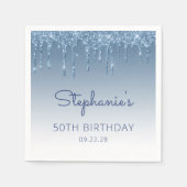 ブルードリップグリッターグラム50thバースデーパーティー スタンダードカクテルナプキン (正面)