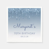 ブルードリップグリッターグラム70thバースデーパーティー スタンダードカクテルナプキン (正面)