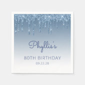 ブルードリップグリッターグラム80thバースデーパーティー スタンダードカクテルナプキン (正面)