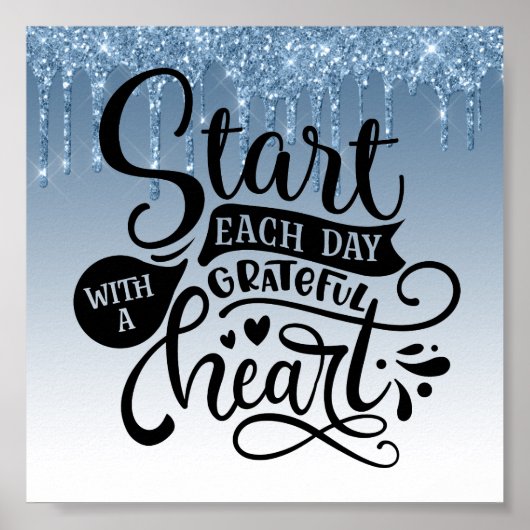 ブルードリップグリッター感動的引用文ポスター ポスター (正面)