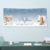 ブルードリップグリッター2枚写真80誕生日 横断幕 (トレードショー)