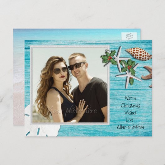 ブルードリフトウッド熱帯クリスマスフォト シーズンポストカード (正面/裏面)