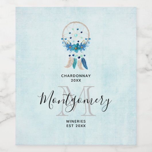 ブルードリームキャッスタイリッシュチャーボホデザインワインメイキング ワインラベル (シングルラベル)