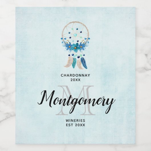ブルードリームキャッスタイリッシュチャーボホデザインワインメイキング ワインラベル (シングルラベル)