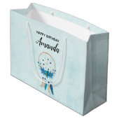 ブルードリームキャッスタイリッシュチャーボホデザイン誕生日 ラージペーパーバッグ (裏面アングル)