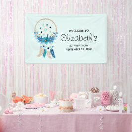 ブルードリームキャッスタイリッシュチャーボホデザイン誕生日 横断幕