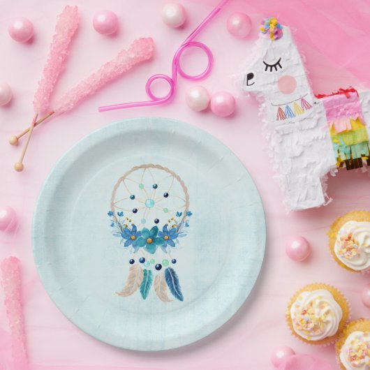 ブルードリームキャッスタイリッシュチャーボホデザイン ペーパープレート (パーティー)