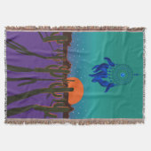 ブルードリームキャッチャーと夜のアリゾナ砂漠 スローブランケット (正面)