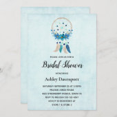 ブルードリームキャッチャー(花と羽のブライダル) 招待状 (正面/裏面)