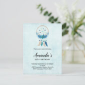 ブルードリームキャッチャー(花と羽の誕生日) インビテーションポストカード (スタンド正面)