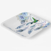 ブルードリームキャッチャーHummingbird男の子ベイビーシャワー ペーパープレート (傾斜あり)