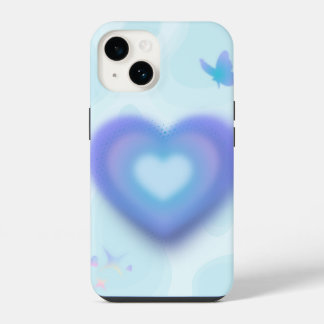 🦋 ブルードリームハートケース iPhone 14ケース