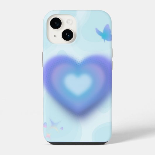 🦋 ブルードリームハートケース iPhoneケース (裏面)