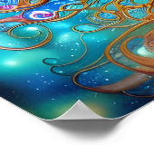 ブルードリームビューティフルウーマンデジタルアート ポスター (角)