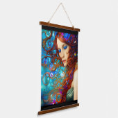 ブルードリームビューティフルウーマンデジタルアート 吊り下げ型タペストリー (傾斜あり)