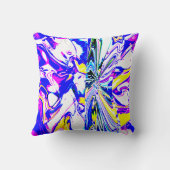 ブルードリーム抽象芸術花(ピンクと黄色) クッション (裏面)