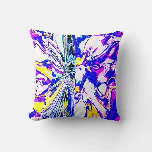 ブルードリーム抽象芸術花(ピンクと黄色) クッション (正面)