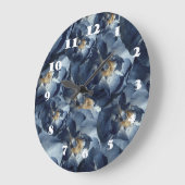 ブルードリーム、バラフローラルパターンウォールクロック ラージ壁時計 (傾斜)