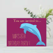 ブルードルフィンの女の子またはトゥイーン誕生日パーティー 招待状 (スタンド正面)