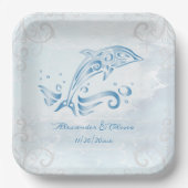 ブルードルフィンウェディングシャワー紙プレート ペーパープレート (正面)