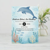 ブルードルフィンカラフル&コーラルリーフ誕生日 招待状 (スタンド正面)