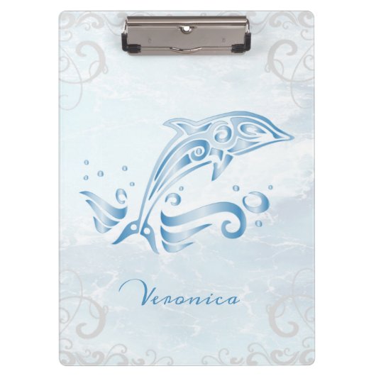 ブルードルフィンクリップボパーソナライズされたード クリップボード (正面)