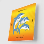 ブルードルフィンズ踊りインザトロピカルサン スクエア壁時計 (傾斜)