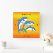 ブルードルフィンズ踊りインザトロピカルサン スクエア壁時計 (ホーム)