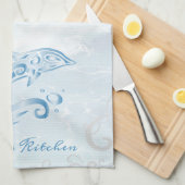 ブルードルフィンパーソナライズされたキッチンタオル キッチンタオル (四つ折り)