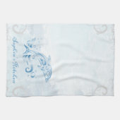 ブルードルフィンパーソナライズされたキッチンタオル キッチンタオル (横)