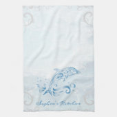 ブルードルフィンパーソナライズされたキッチンタオル キッチンタオル (縦)