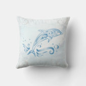 ブルードルフィンパーソナライズされた装飾用クッション クッション (裏面)