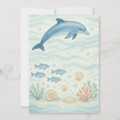 ブルードルフィン&海フロアバックデザイン誕生日 招待状 (裏面)