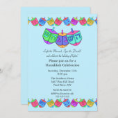 ブルードレイデルハヌカお祝い招待状 招待状 (正面/裏面)