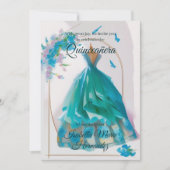 ブルードレエレガントスフローラウォーターカラーキンセアニラ 招待状 (正面)