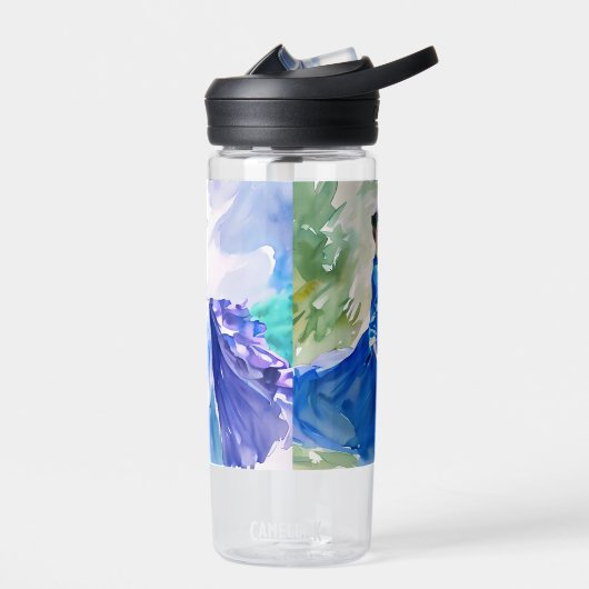 ブルードレスのレディ – 水色絵を描の ウォーターボトル (左面)